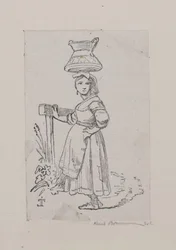 Italienerin mit Wasserkrug auf dem Kopf
