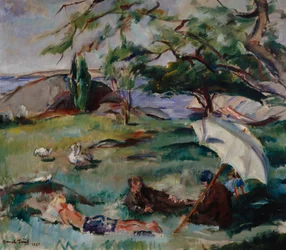 Sommerlandschaft mit Menschen