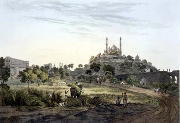 Eine Ansicht von Lucknow, Tafel VII, graviert von Daniel Havell, 1809