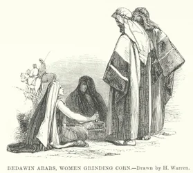 Beduinen-Araber, Frauen mahlen Korn