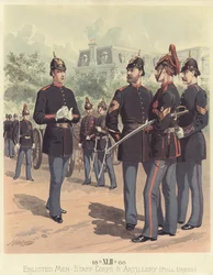 Eingeschriebene Männer, Stabskorps und Artillerie in Paradeuniform