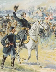 Generalmajor Hooker in der Schlacht von Chancellorville, Virginia, 3. Mai 1863