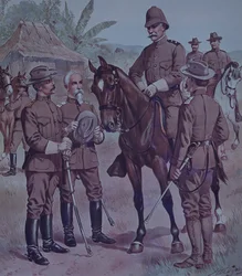 Spanisch-Amerikanischer Krieg 1898, US-Truppen, berittener General Lawton, Kommandeur der 2. Division, 5. Armeekorps, in Kuba