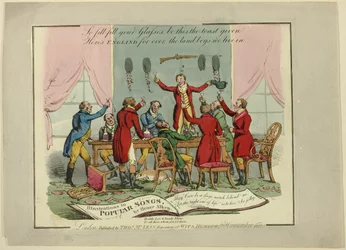 Tafel aus Illustrationen zu beliebten Liedern