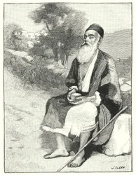 Ein blinder Bettler in der Nähe von Jerusalem