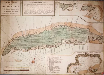 Entwurf der Insel Rattan in der Bucht von Honduras auf 16 Grad 22