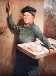 Der Ruf des Fischhändlers (Aquarell auf Papier)
