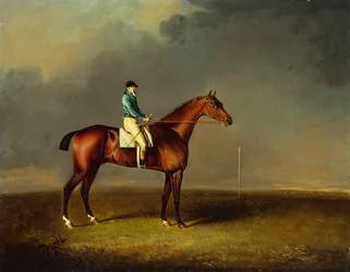 Seine Königliche Hoheit, der Prinz von Wales, Rennpferd Sir David von Trumpator mit Chifney in Newmarket Heath