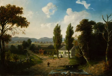 Landschaft mit Postkutsche
