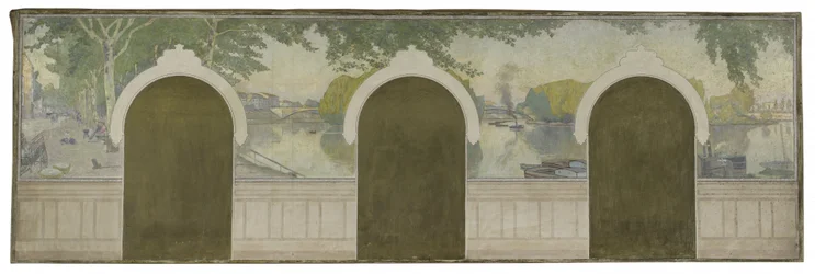 Skizze für das Rathaus von Asnières: Die Seine an der Clichy-Brücke