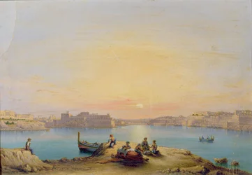 Hafen von Valetta bei Sonnenuntergang