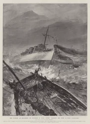 Der Taifun in Hongkong am 10. November, HMS Otter rettet die Besatzung der HMS Sandpiper