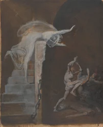 Ariadne beobachtet den Kampf von Theseus mit dem Minotaurus