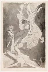 Dante fällt in Ohnmacht vor den schwebenden Seelen von Paolo und Francesca, Virgil an seiner Seite
