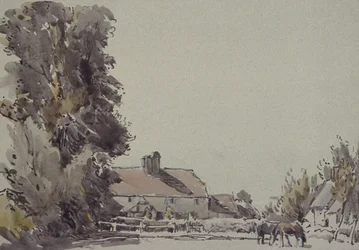 Bauernhof und Bäume