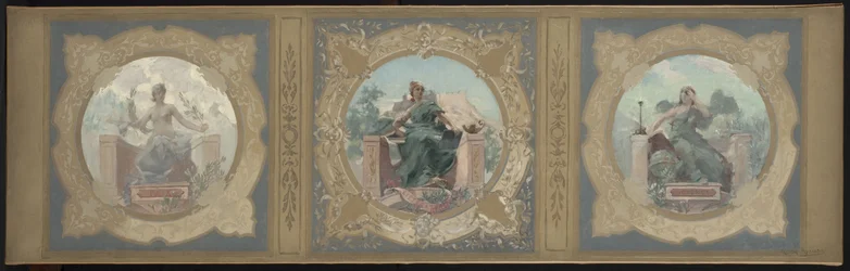 Skizze für die Lobau-Galerie im Pariser Rathaus: Frieden. Literatur. Wissenschaft, 1890