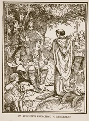 St. Augustinus predigt Ethelbert, Illustration aus 