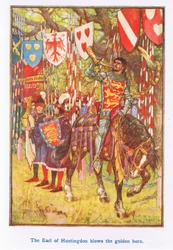 Der Earl of Huntingdon bläst das goldene Horn