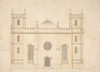 Fassade einer neugotischen Kirche, 1745-76