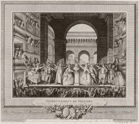 Krönung von Voltaire im Théâtre Français, am 30. März 1778, nach der sechsten Aufführung von Irene
