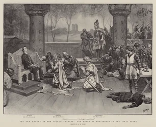 Der neue Hamlet im Lyceum Theatre, der Einzug von Fortinbras in der Schlussszene