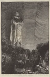 Die Rückkehr von Mr. Henry Irving ins Lyceum, ein paar Worte nach der Aufführung von Faust