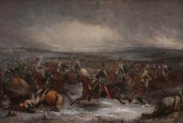 Angreifende französische Kavallerie bei Waterloo