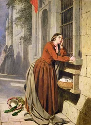 Mutter bringt ihr Kind ins Findelhaus in Paris, ca. 1855-60