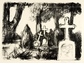 Friedhof mit drei Grabsteinen