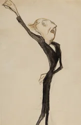 Eine Theaterfigur, möglicherweise Sir Beerbohm Tree, ca. 1908