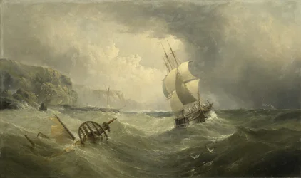 Schiffe vor der Küste in stürmischer See, 1874