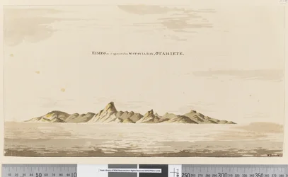 Seite 25aa Eimeo, wie es von der Matavai-Bucht, Otahiete, erscheint, 1768-75
