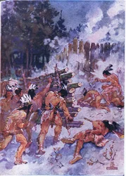 Rothäute greifen ein Fort an