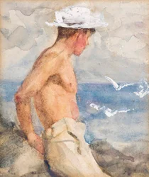 Studie eines jungen Mannes, der aufs Meer blickt