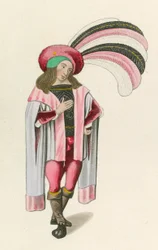 Figur 1 aus der Romanze der Rose, c.1480, im British Museum, Harl M S 4425