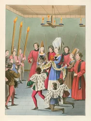 Die Dame des Turniers überreicht den Preis, ca. 1450