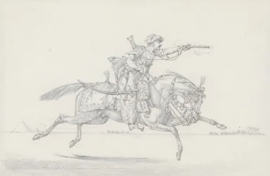 Ein angreifender Mameluk, der eine Pistole abfeuert