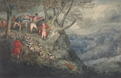 Eine Illustration zu C. J. Apperleys („Nimrod“) „The Life of a Sportsman“: „Eine Nachtszene mit Sir Thomas Mostyn“