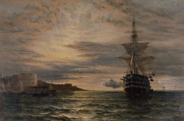 Der Morgengruß von der HMS St Vincent vor Portsmouth