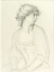 Halbfigur-Studie eines sitzenden Mädchens