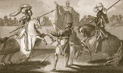 Richard II unterbricht das Duell zwischen Hereford und Norfolk, Illustration aus David Humes 