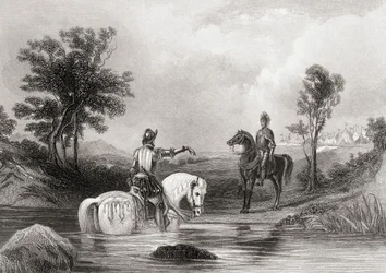 Das Treffen des Earl of Essex und des Earl of Tyrone in County Louth, Irland im Jahr 1599, aus 