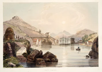 Hafen von Passages, aus „Skizzen der Landschaft in den baskischen Provinzen Spaniens, mit einer Auswahl nationaler Musik“, veröffentlicht 1838