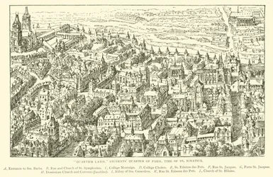 "Quartier Latin," Studentenviertel von Paris, zur Zeit des St. Ignatius
