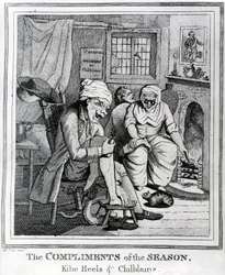 Die Komplimente der Saison, Kibe Heels und Frostbeulen, ca. 1785