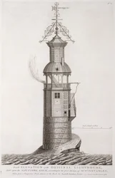 Edystone-Leuchtturm, graviert von Henry Roberts, 1761