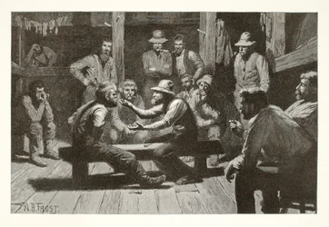 Politische Diskussion in einer Holzfällerhütte