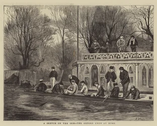 Eine Skizze auf der Isis, die Oxford-Crew zu Hause
