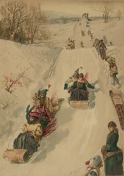 Schlittenfahren, von L. Prang und Co., 1886