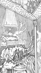 Incubes (durch Lust gefallene Engel, die zu Dämonen werden und versuchen, Frauen zu genießen, wenn sie träumen oder schlafen) und Succubes (weibliche Dämonen, die Männer im Schlaf genießen). Zeichnung von Henry de Malvost aus „Satanismus und Magie“ von Jul